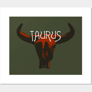 Red Taurus Bull Skull for Astrological Zodiac Sign Posters and Art